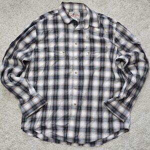 Vintage Wrangler Pearl Snap Plaid Shirt XL 90s American Cowboy